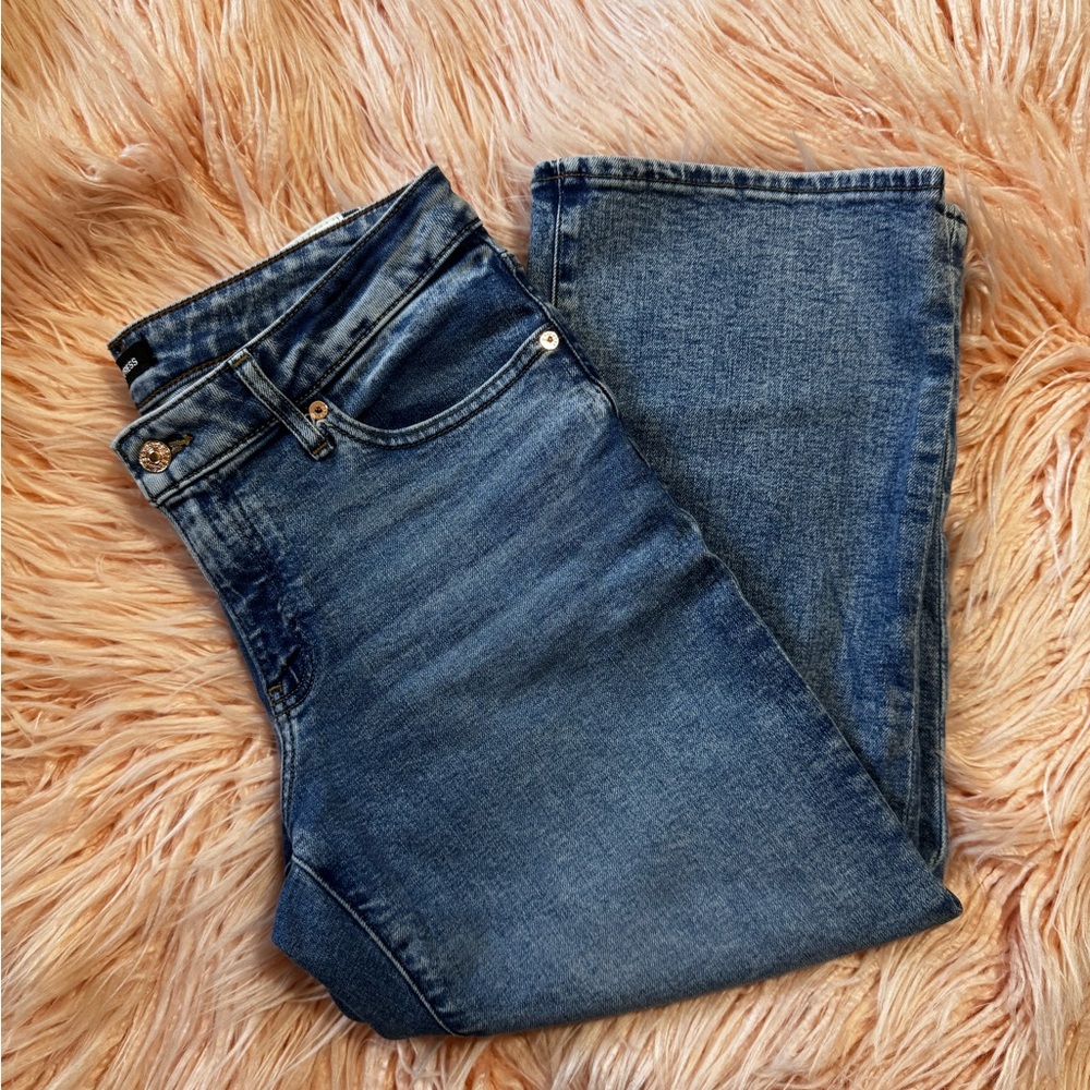 Express Women's Classic Denim Straight Leg Jeans 90’s ankle boot low rise